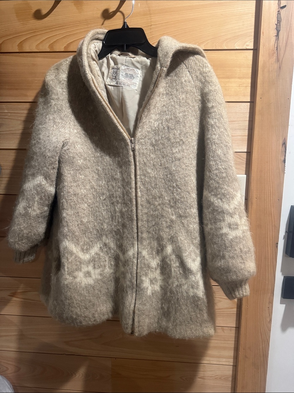 Vintage 80s Icelandic Brushed Wool Hooded Jacket